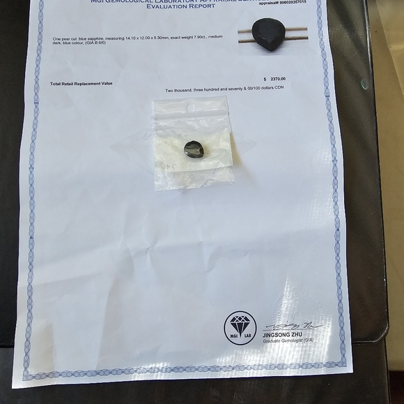 One Pear cut Sapphire - Picture 3 of 4